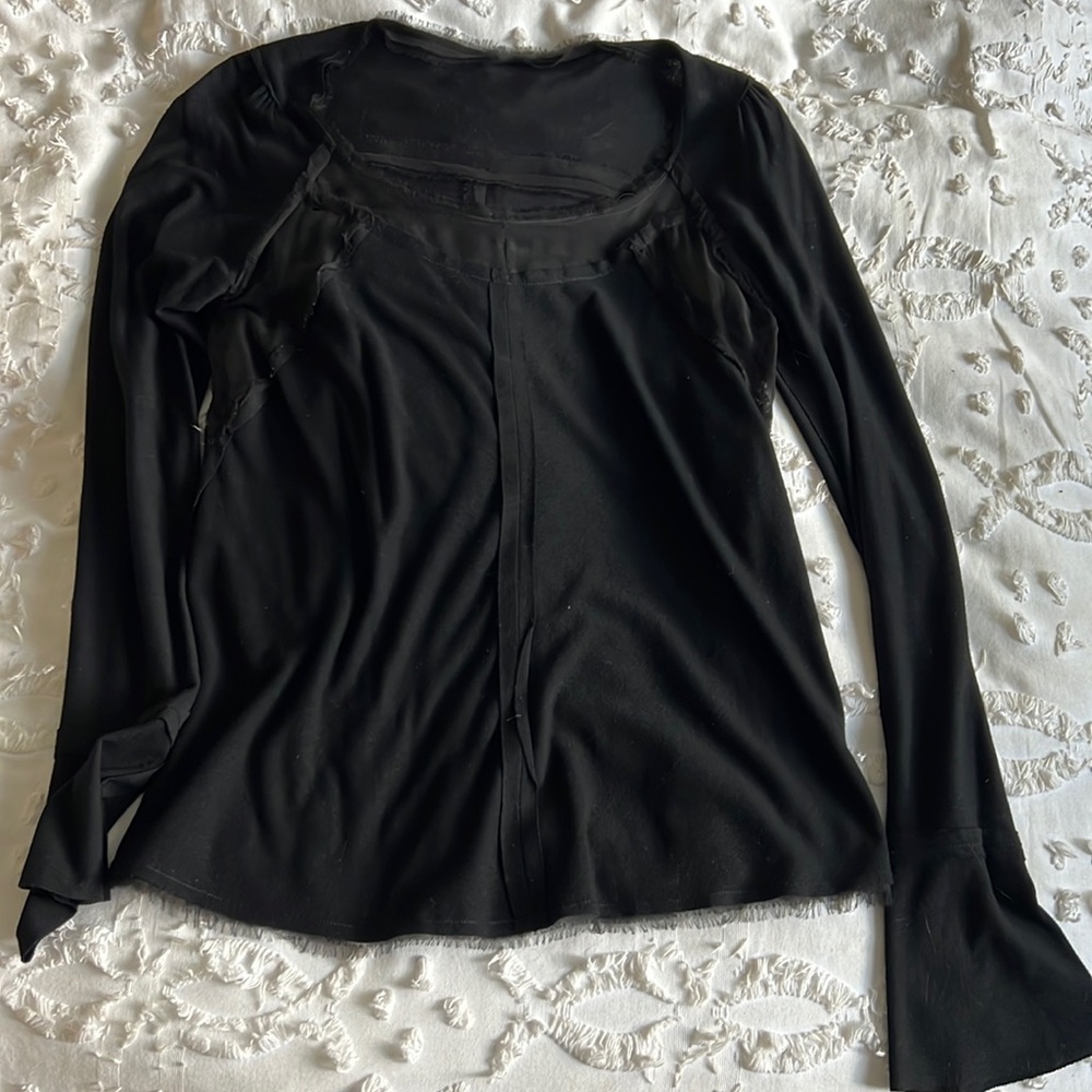 Black Top with Sheer Silk Detailing